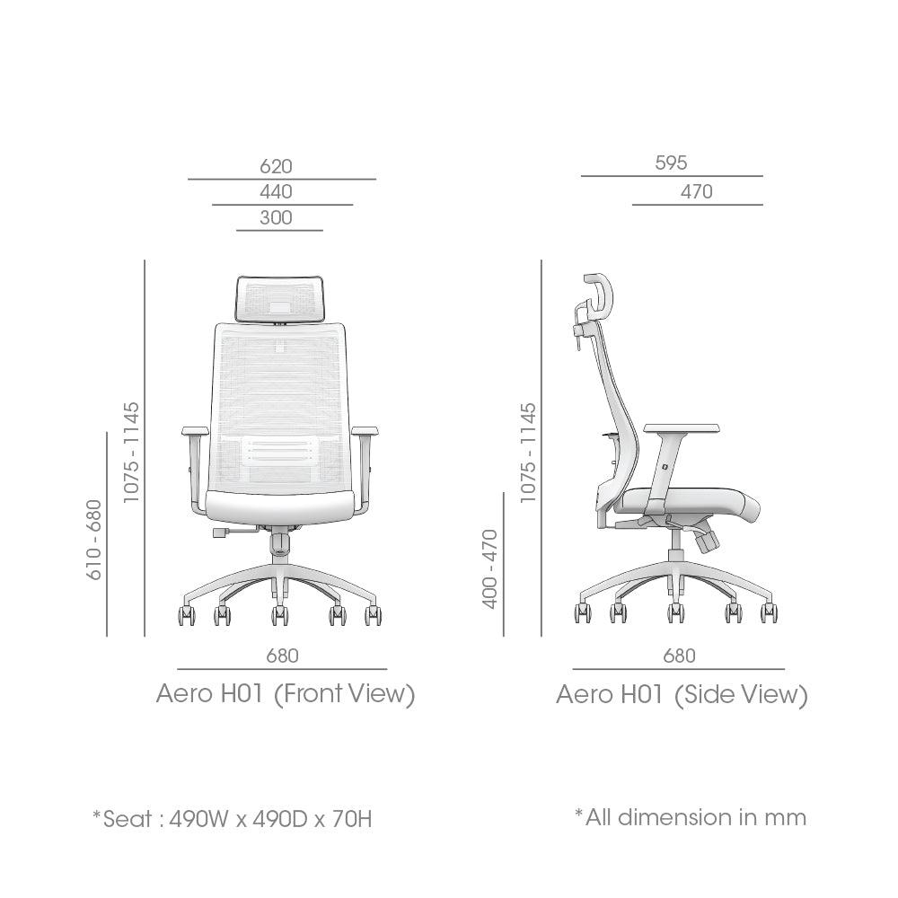 Aero High Back Chair ( All Grey ) - M DEGREE STORE