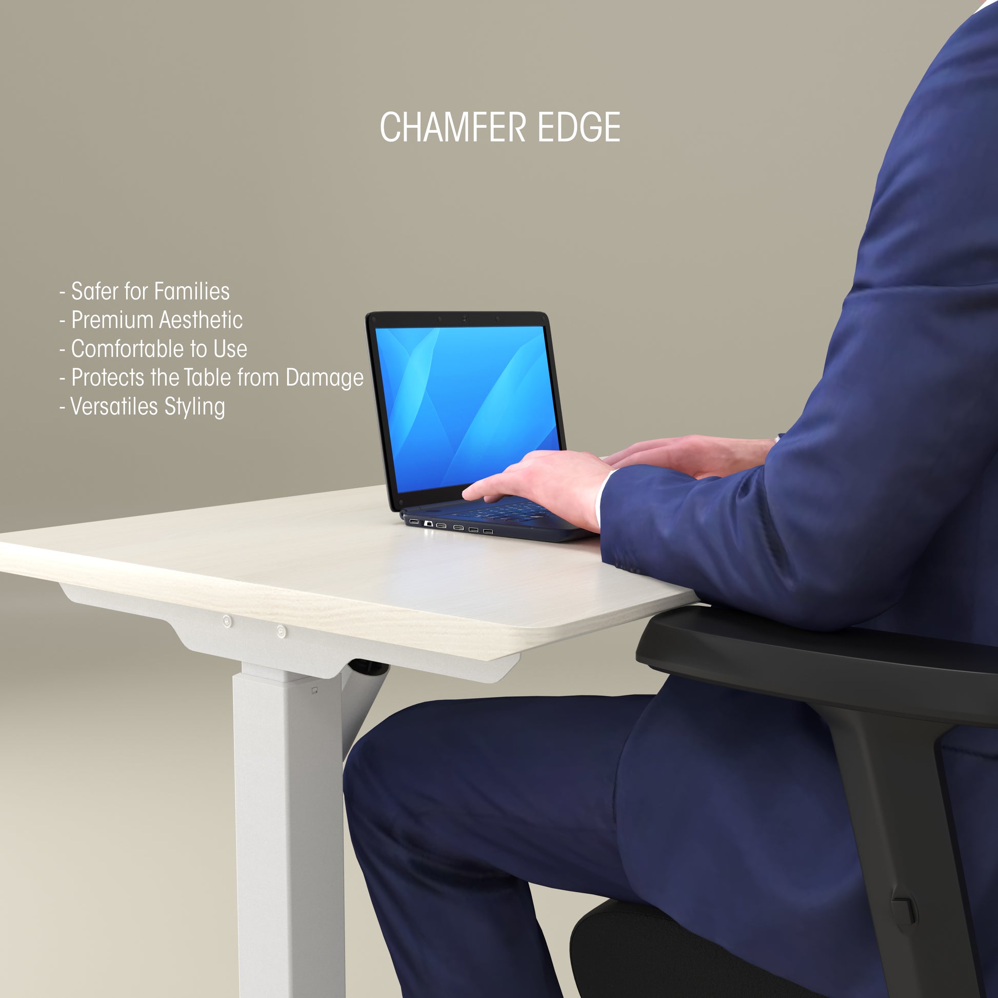 LIFT Height Adjustable Table Snow White Top + White Base - M DEGREE STORE