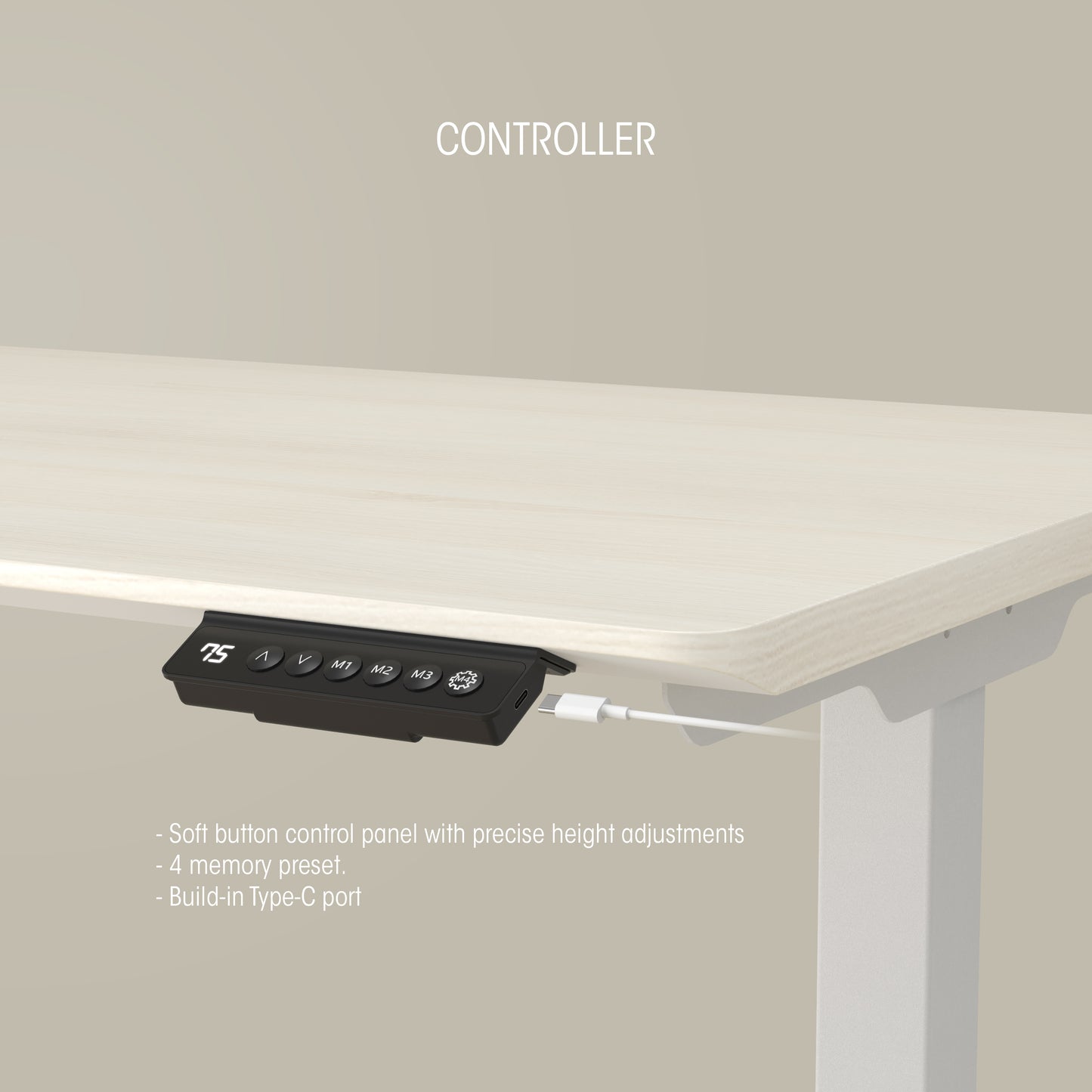 LIFT Height Adjustable Table Zaora Oak Top + White Base - M DEGREE STORE