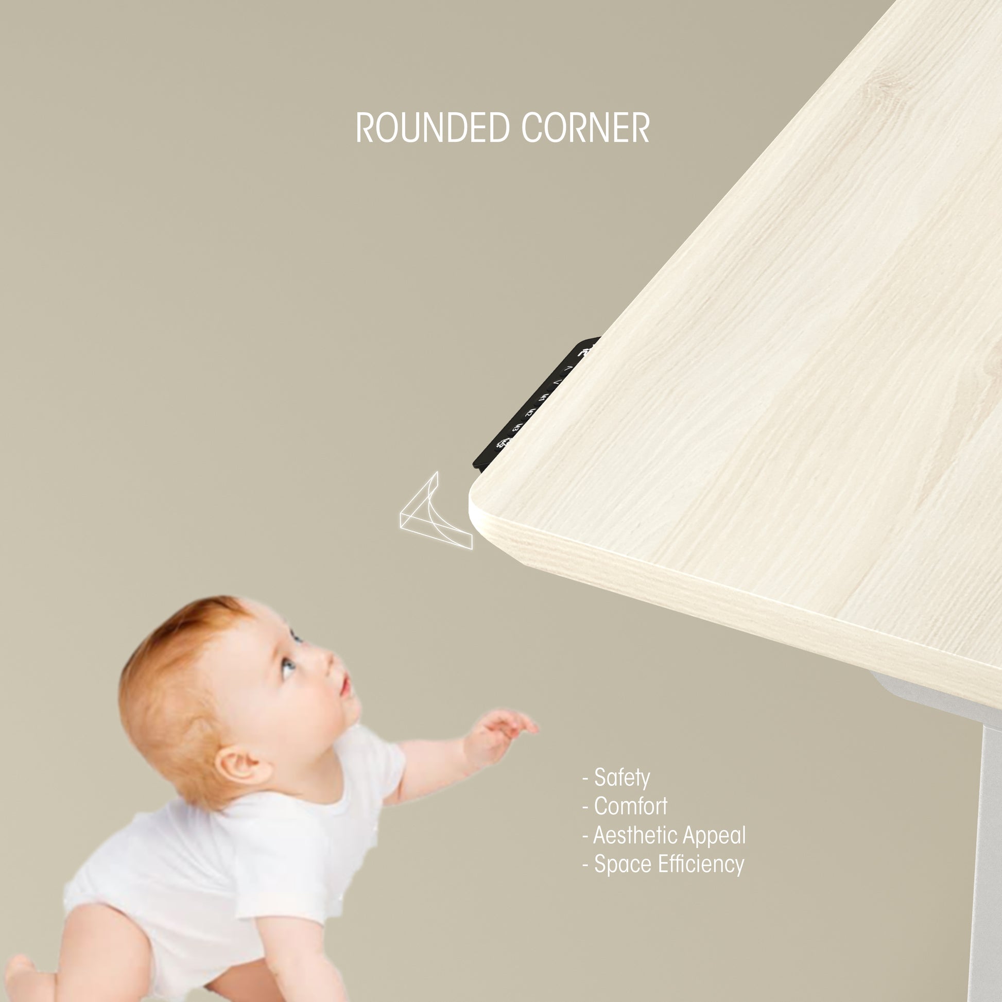 LIFT Height Adjustable Table Snow White Top + White Base - M DEGREE STORE