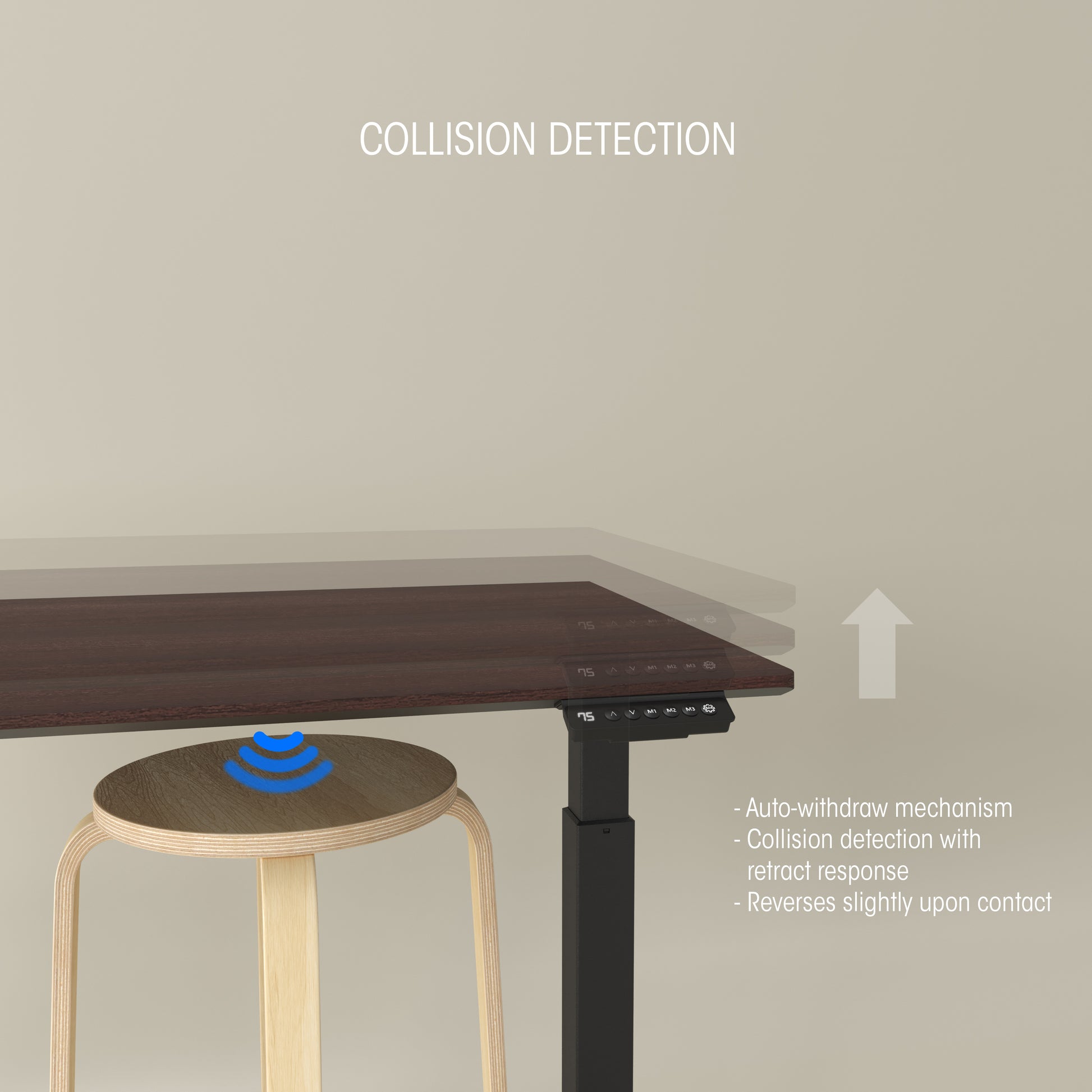 LIFT Height Adjustable Table ( Walnut Top + Black Base) - M DEGREE STORE