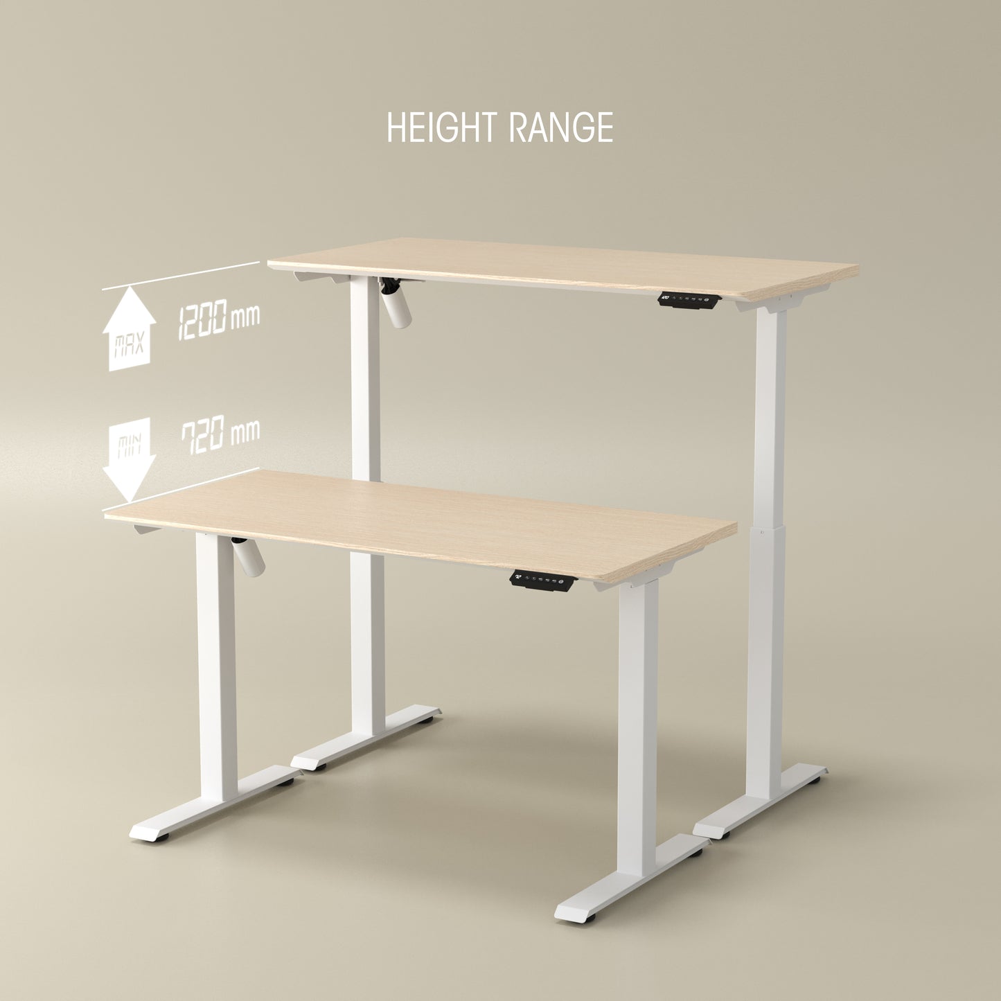 LIFT Height Adjustable Table Zaora Oak Top + White Base - M DEGREE STORE
