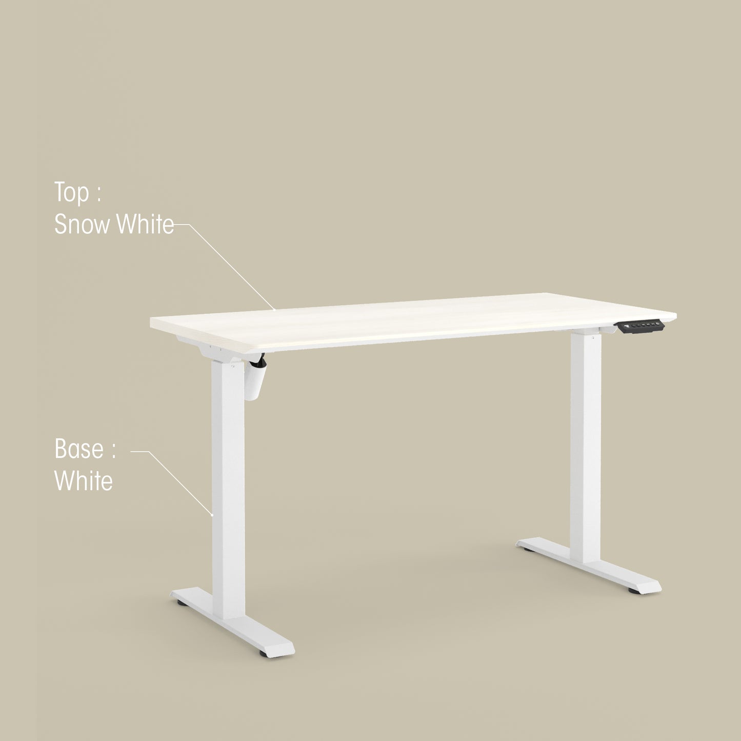LIFT Height Adjustable Table Snow White Top + White Base - M DEGREE STORE