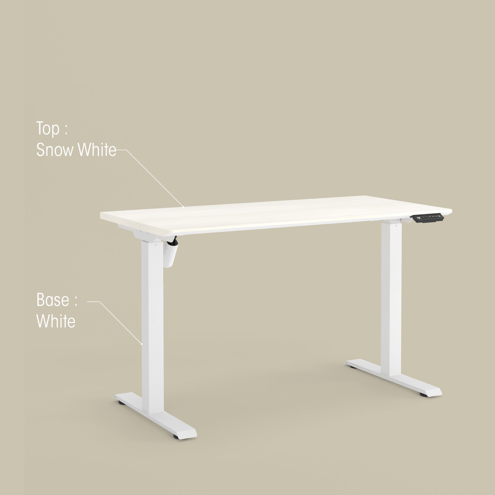 LIFT Height Adjustable Table Snow White Top + White Base - M DEGREE STORE