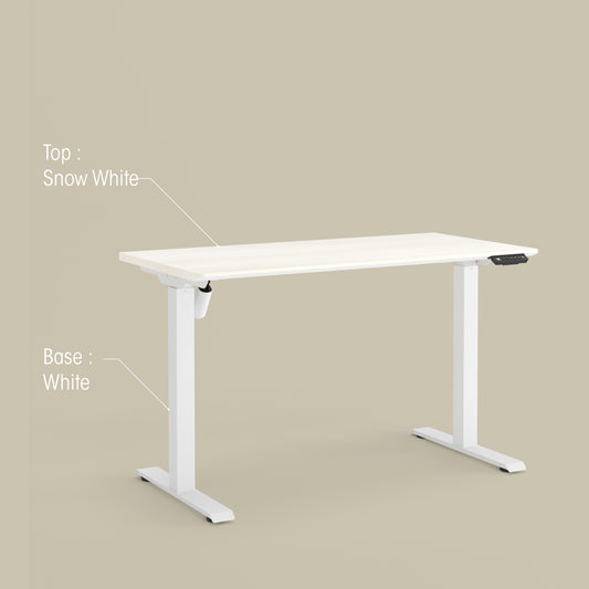 LIFT Height Adjustable Table Snow White Top + White Base - M DEGREE STORE