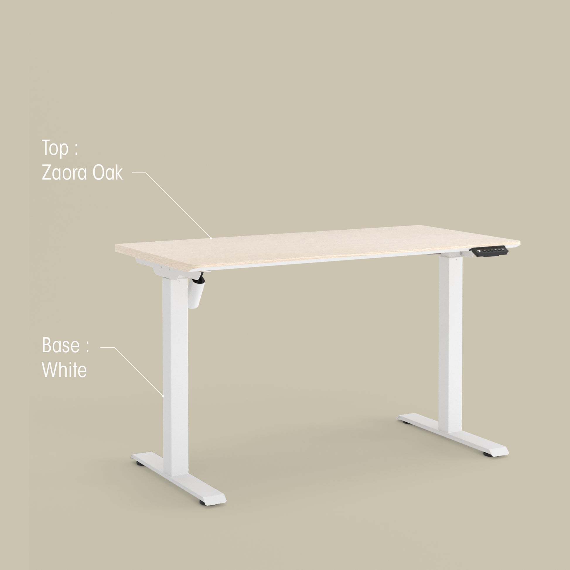 LIFT Height Adjustable Table Zaora Oak Top + White Base - M DEGREE STORE