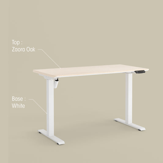 LIFT Height Adjustable Table Zaora Oak Top + White Base - M DEGREE STORE