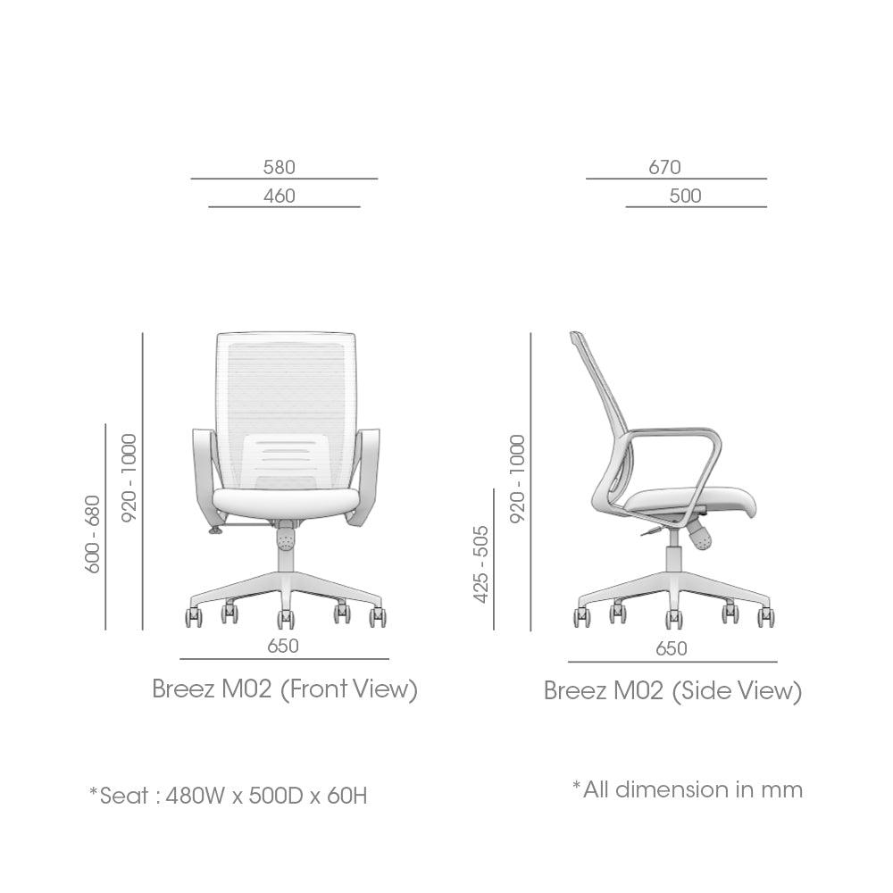Breez Medium Back Ergonomic Chair - M DEGREE STORE