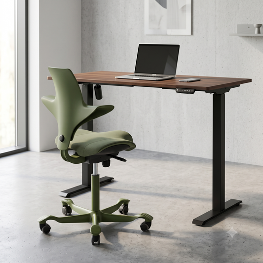 LIFT Height Adjustable Table ( Zaora Top + White Base) + Hag Capisco Puls 8020 Bundle