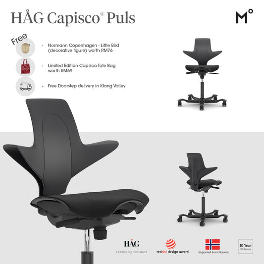 Håg Capisco Puls office chair with promotional text on a white background 11.11 sales