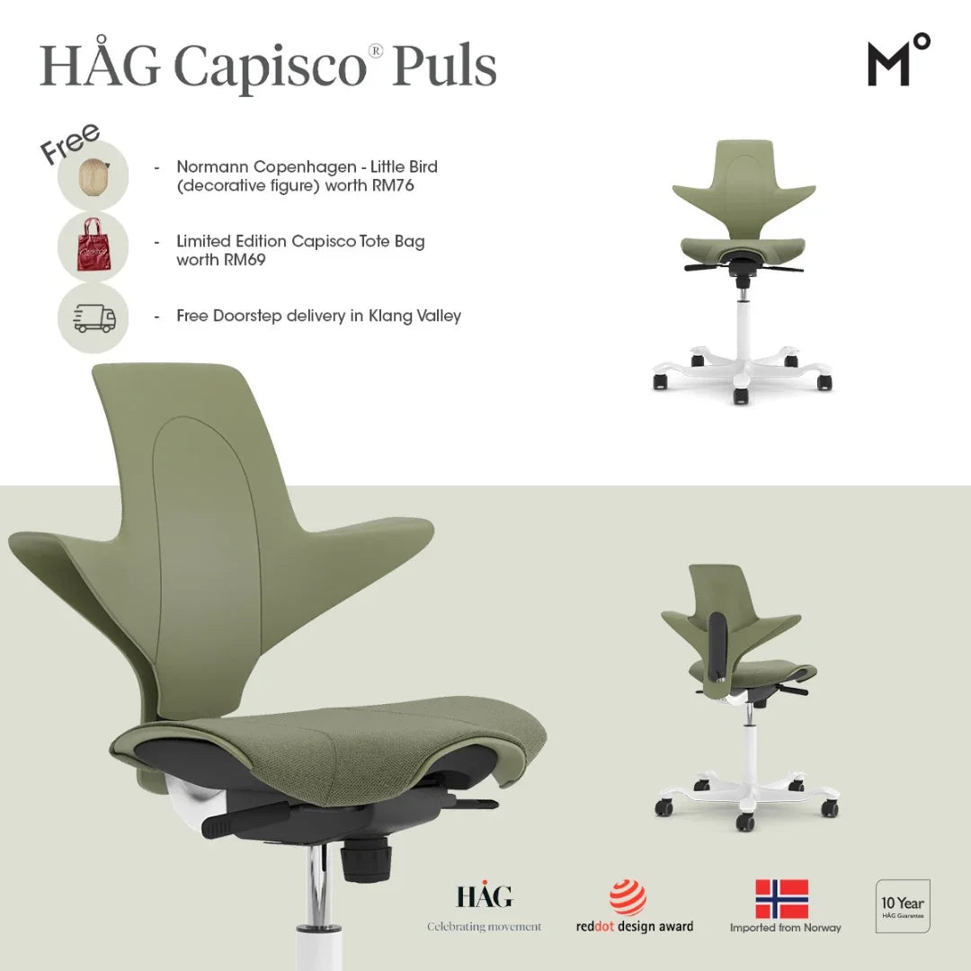HAG Capisco Puls office chair with promotional text on a light gray background 11.11 sales